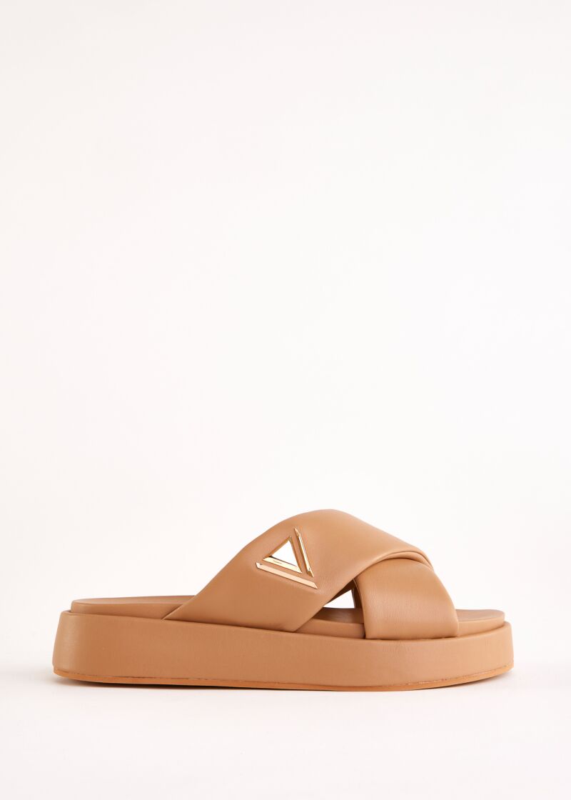 Beige faux-leather sabots