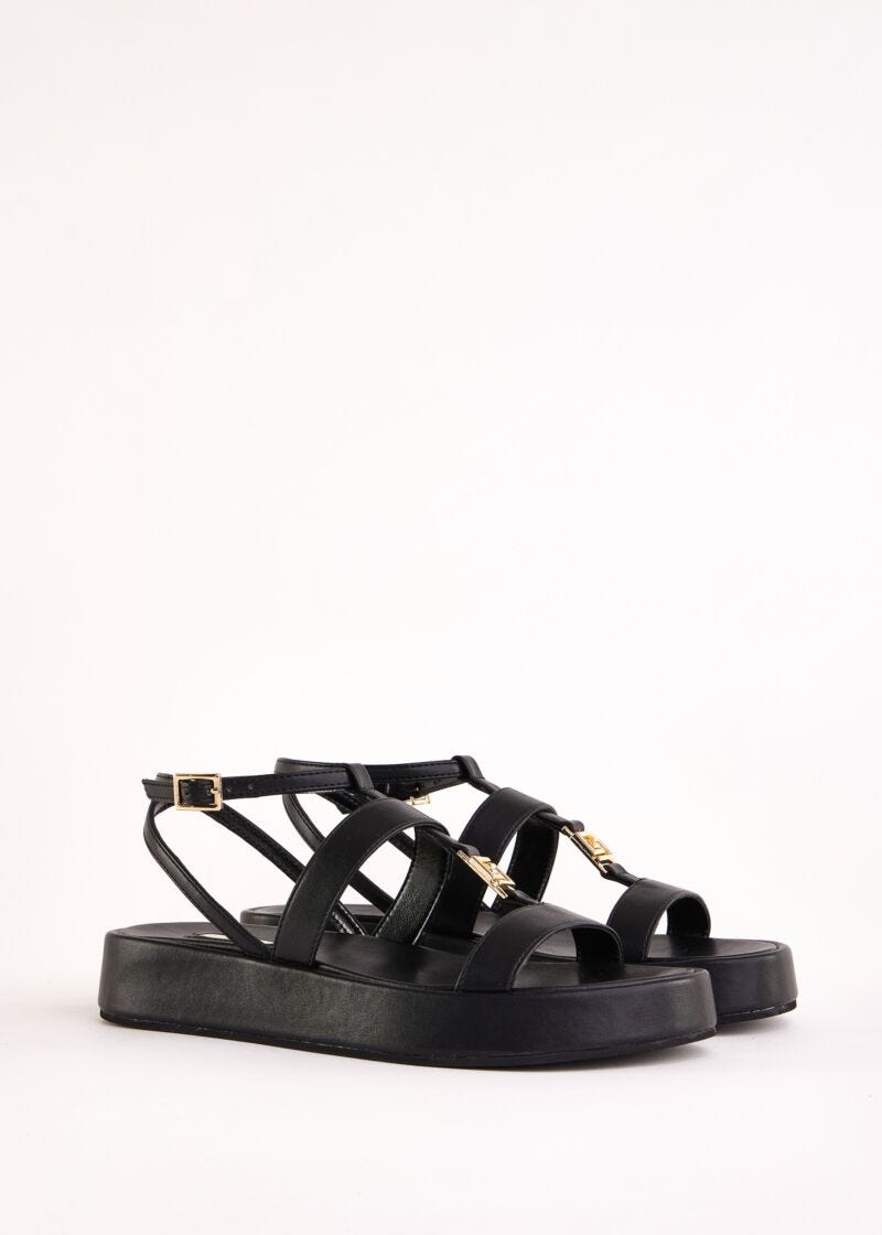 Sandales noires en matière synthétique