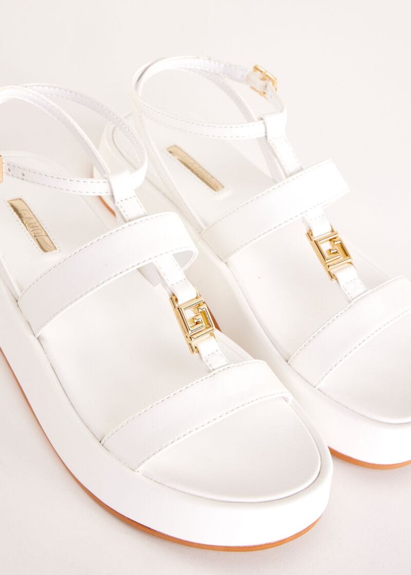 White faux-leather sandals