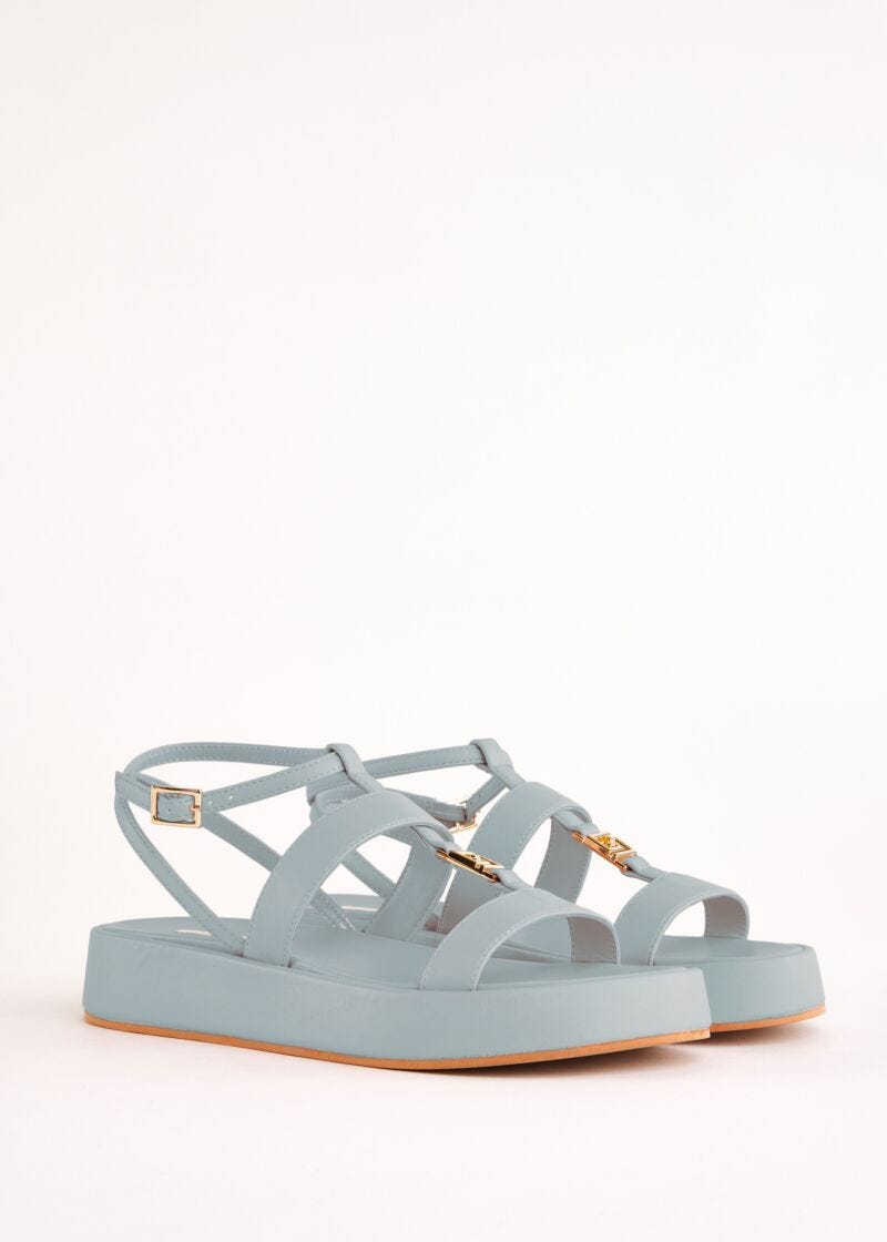 Light blue faux-leather sandals
