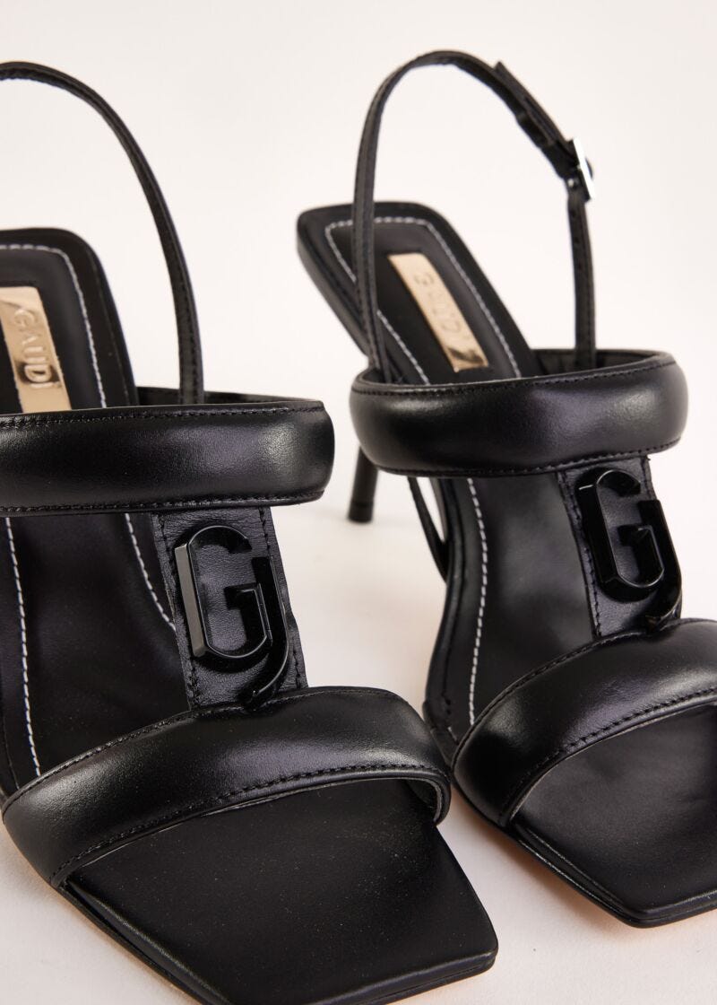 Black leather sandals
