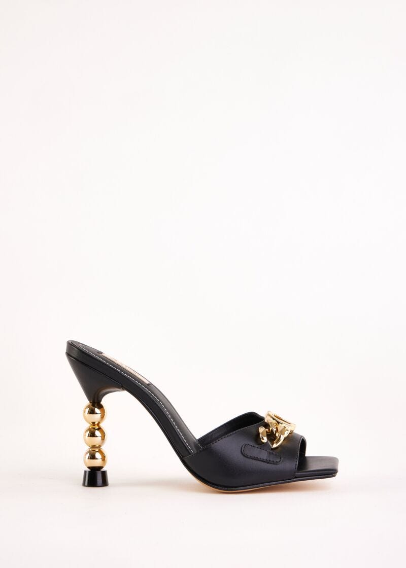 Black leather sandals