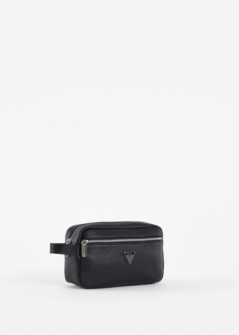 Black faux-leather beauty case