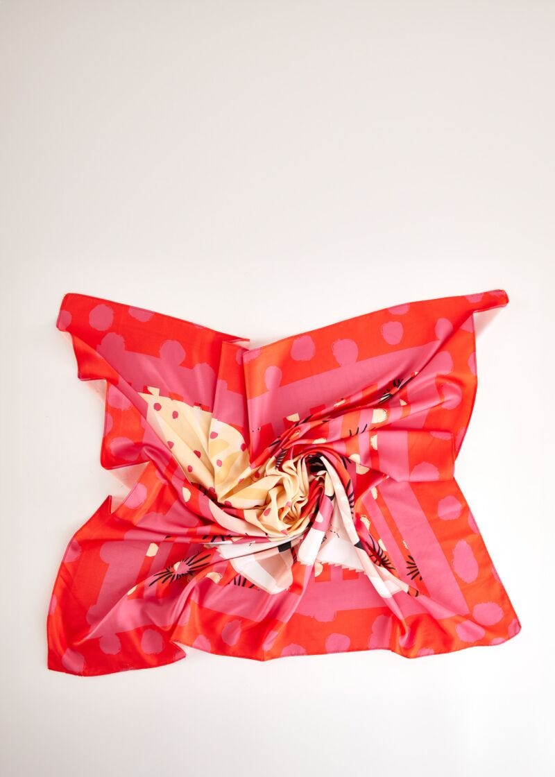 Women's red foulard with print