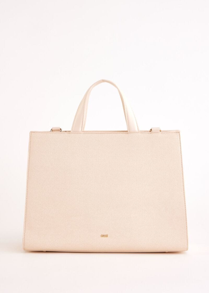 Borsa top handle bianca con logo