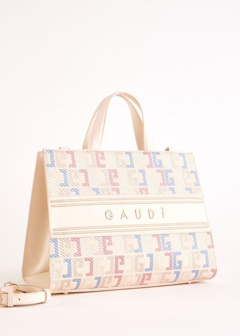Borsa top handle bianca con logo
