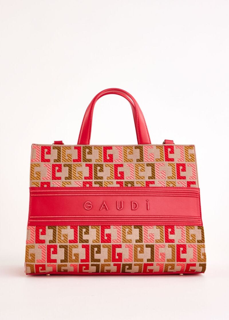 Borsa top handle rossa con logo