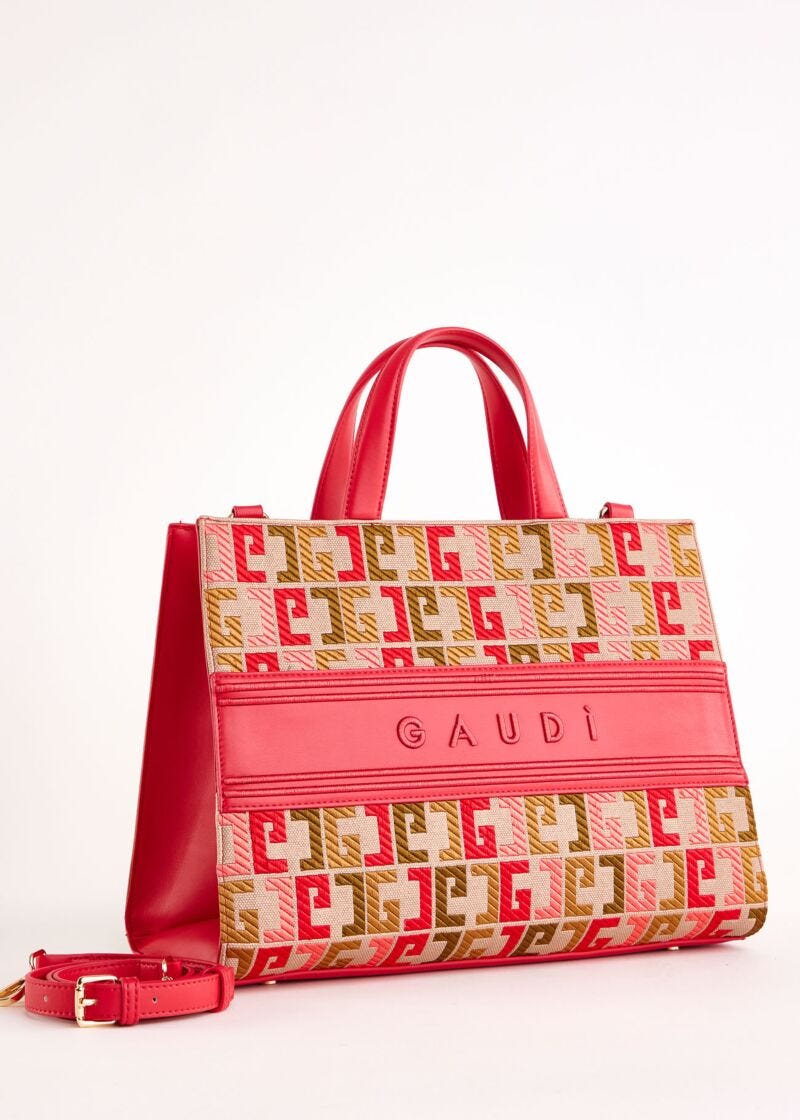 Borsa top handle rossa con logo