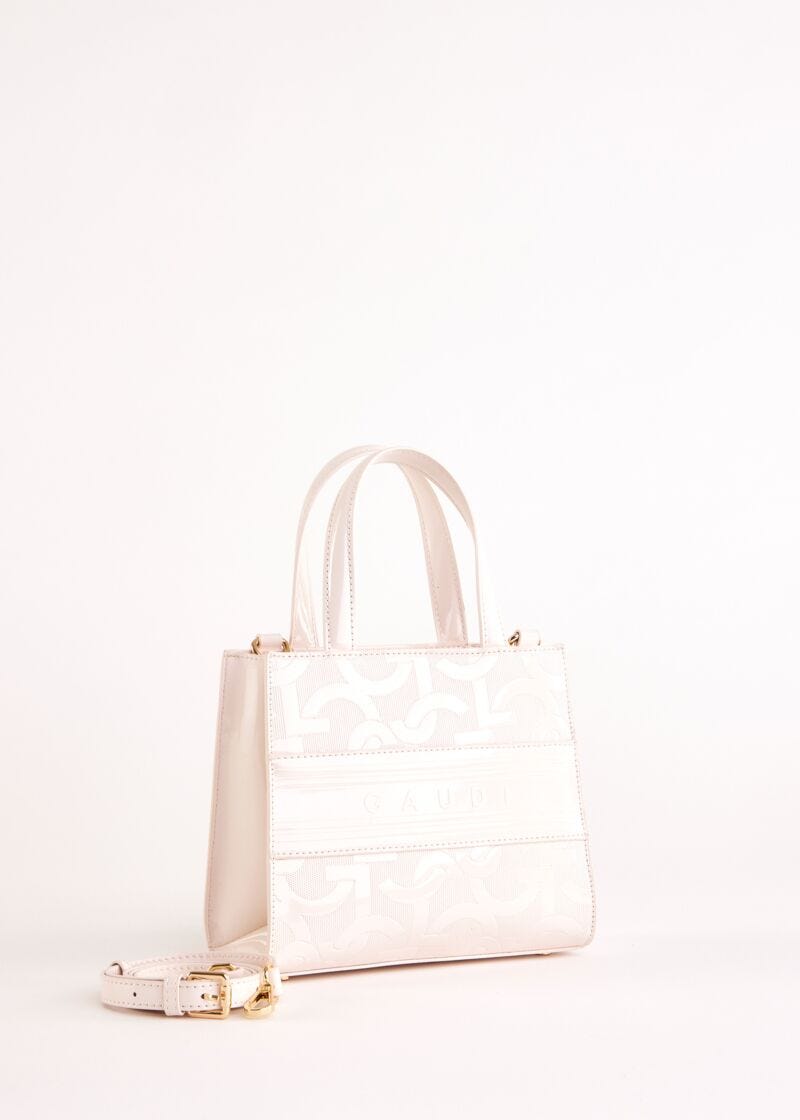Borsa top handle bianca con logo