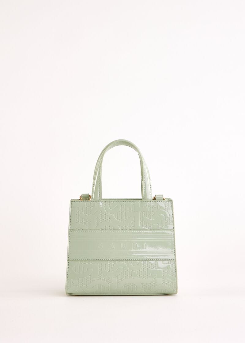 Green top handle bag with logo