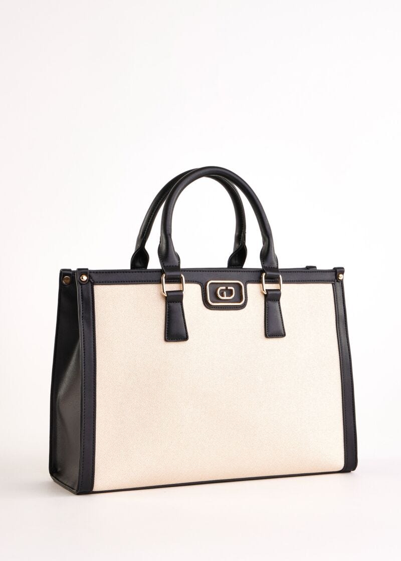 White canvas shopper bag