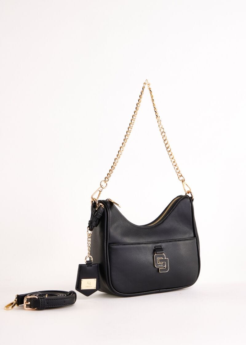 Borsa hobo nera in similpelle