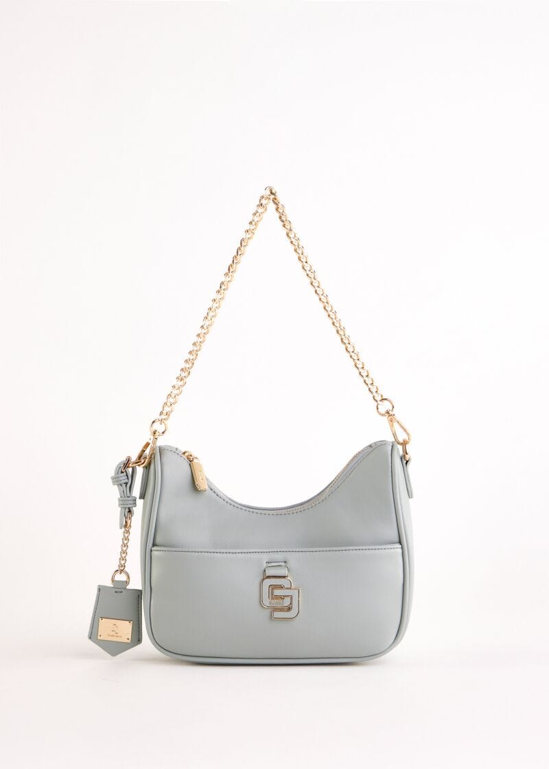 Borsa hobo azzurra in similpelle
