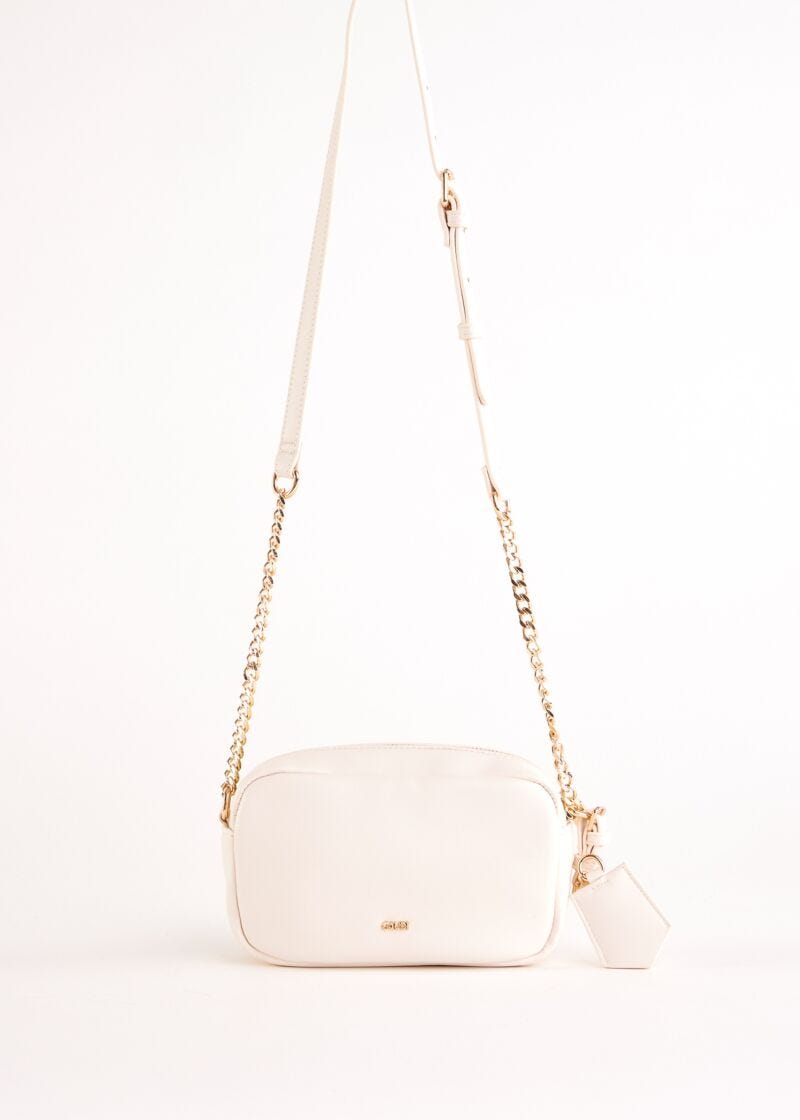 White faux-leather crossbody bag