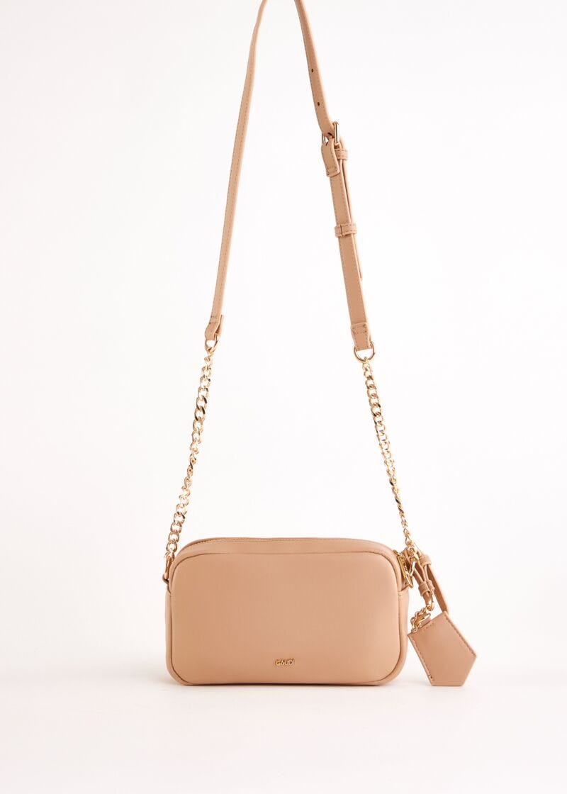 Sac à bandoulière beige en matière synthétique