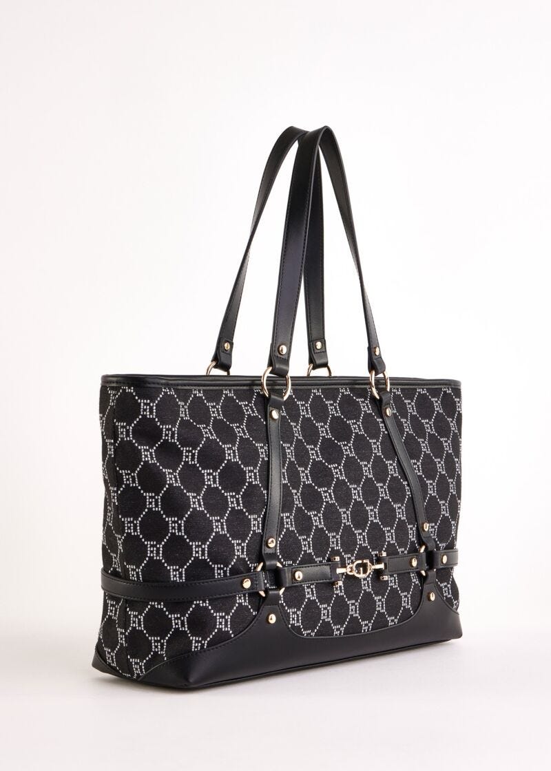 Black jacquard shopper bag