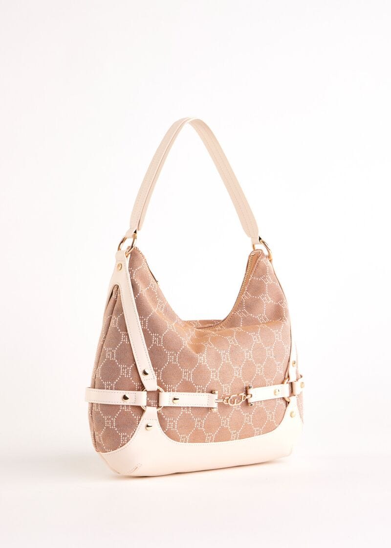 Black jacquard hobo bag