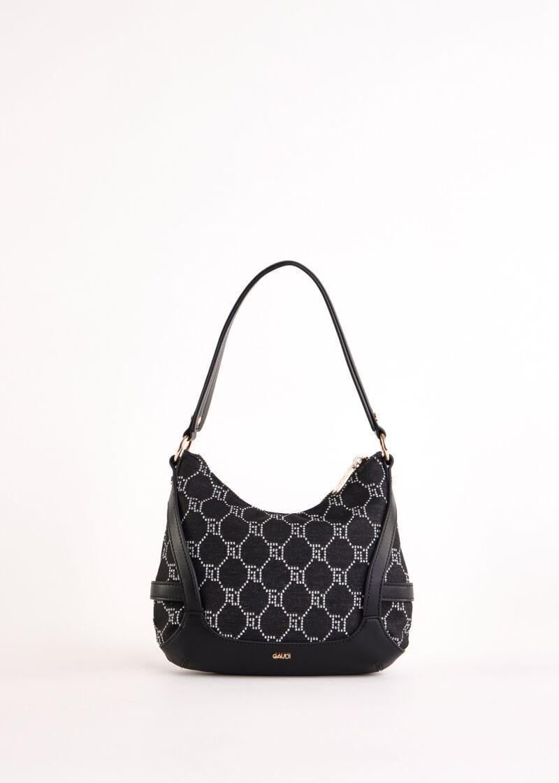 Borsa hobo nera jacquard