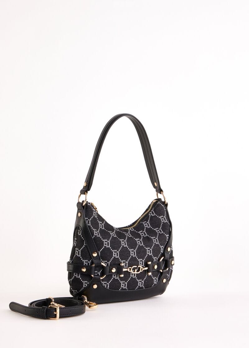 Borsa hobo nera jacquard
