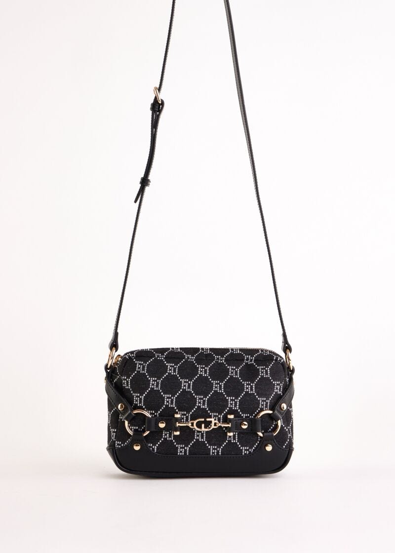 Borsa crossbody nera jacquard