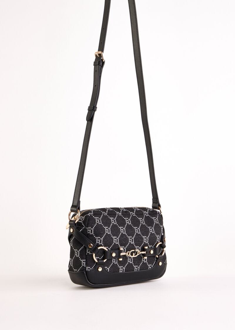 Borsa crossbody nera jacquard