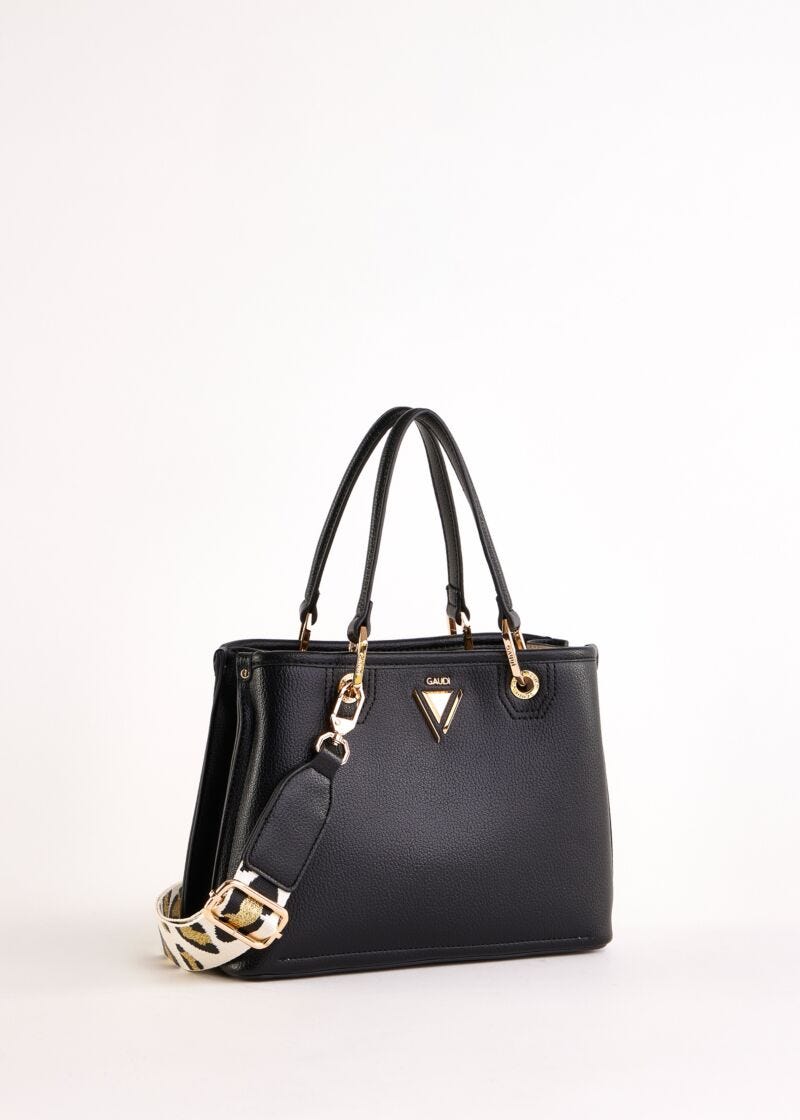 Sac à main noir en matière synthétique