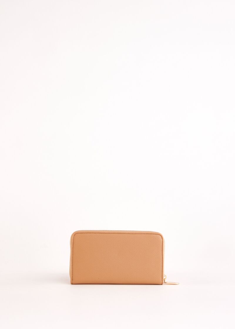 Beige zip-around wallet