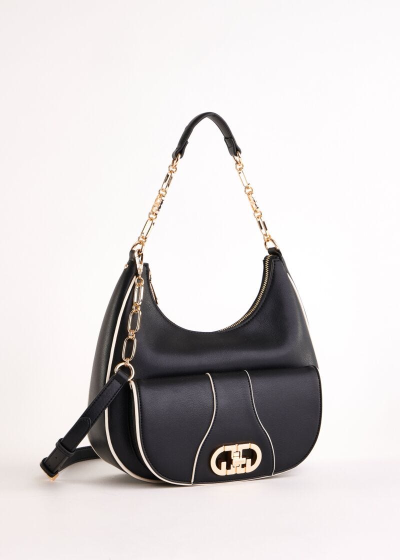 Borsa hobo nera in similpelle