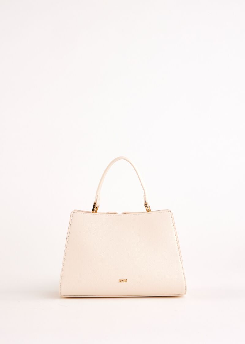 Borsa top handle bianca in similpelle