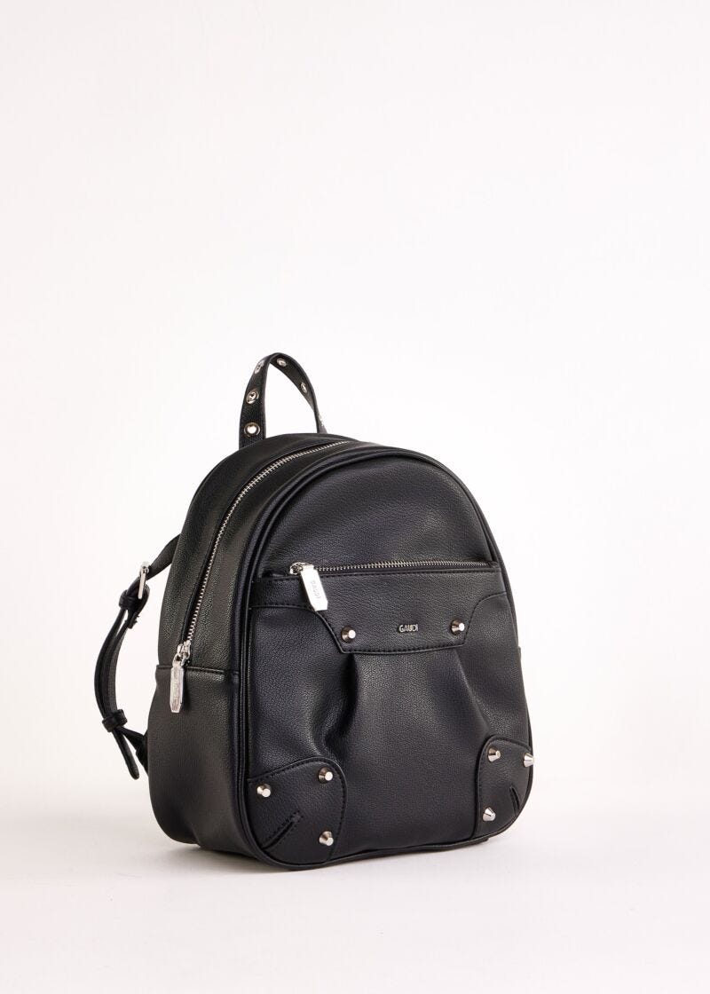Zaino nero in similpelle con borchie