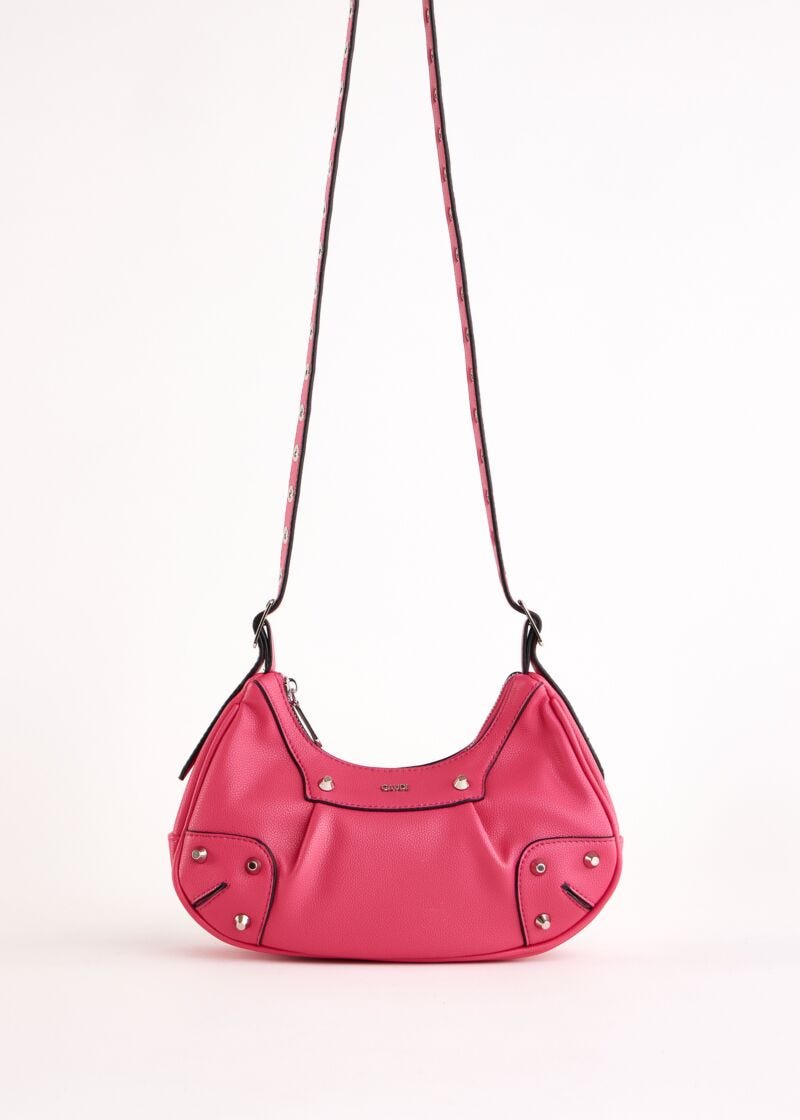 Borsa crossbody fucsia con borchie