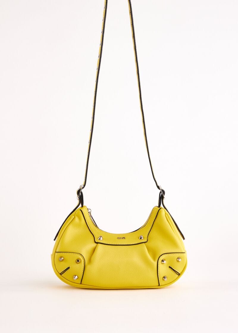Yellow crossbody bag with studs