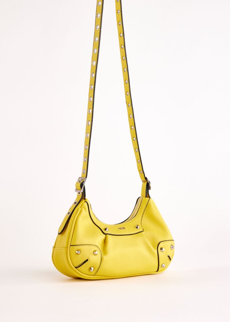 Yellow crossbody bag with studs
