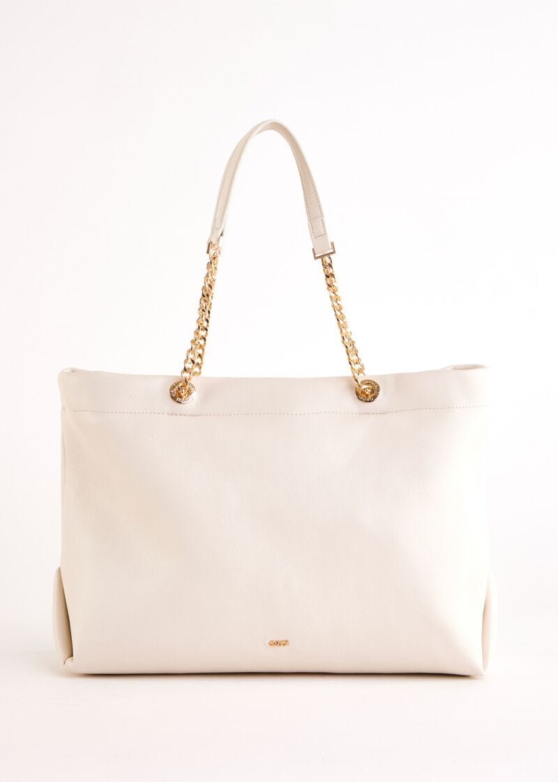 Shopping bag bianca con tracolla