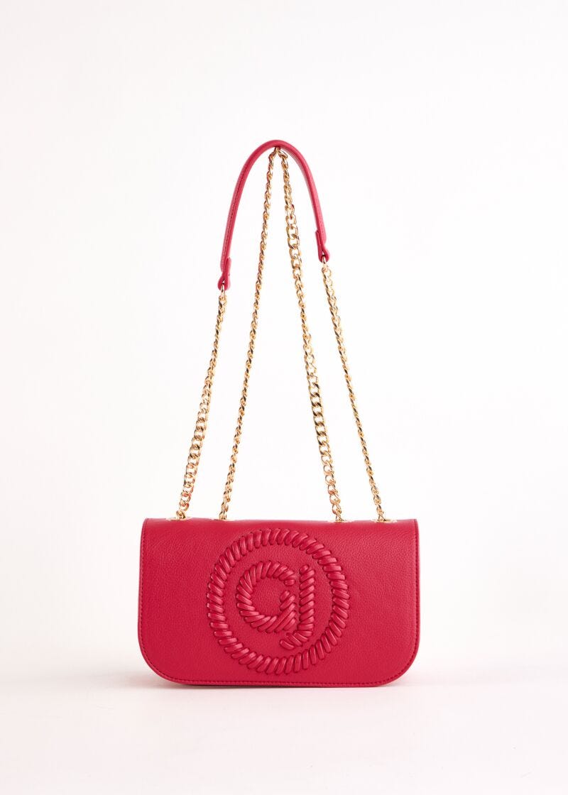 Red faux-leather crossbody bag