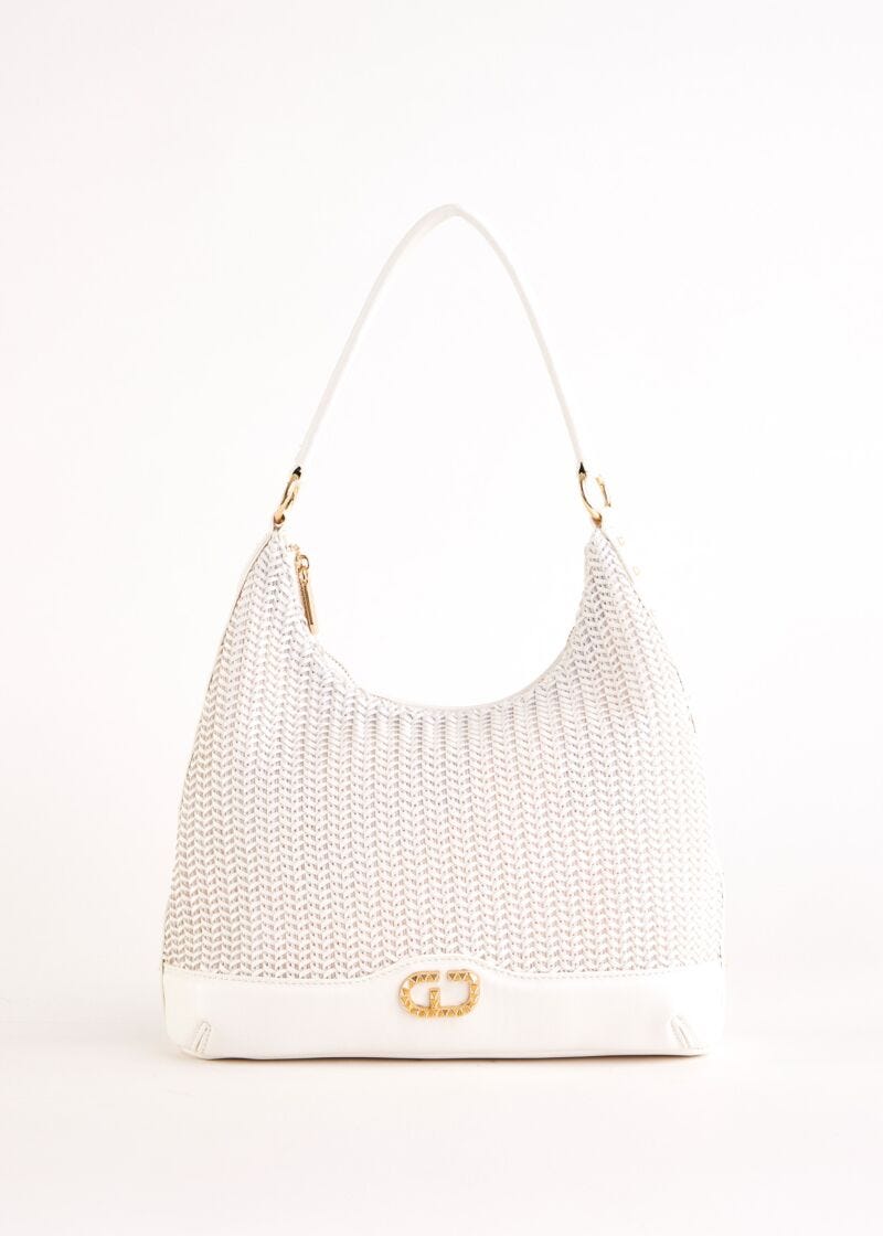 White woven hobo bag