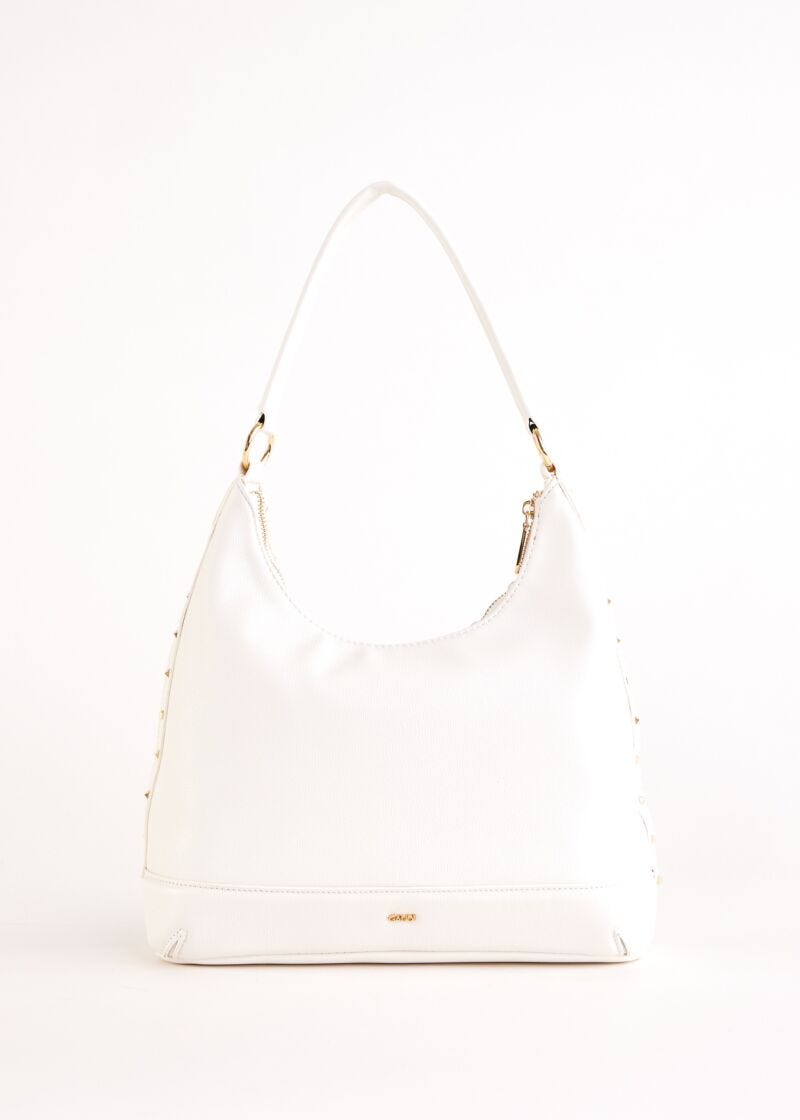 White woven hobo bag
