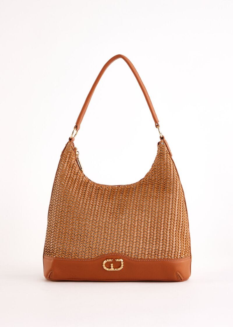 Borsa hobo marrone intrecciata