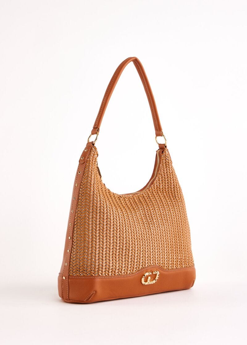 Borsa hobo marrone intrecciata