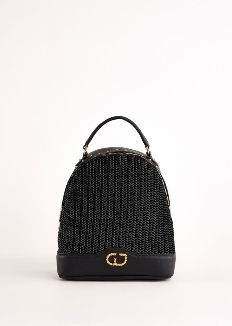 Black woven backpack