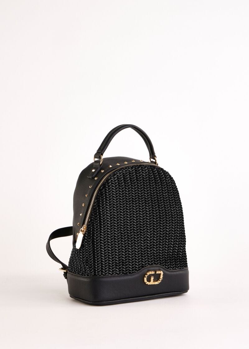 Black woven backpack