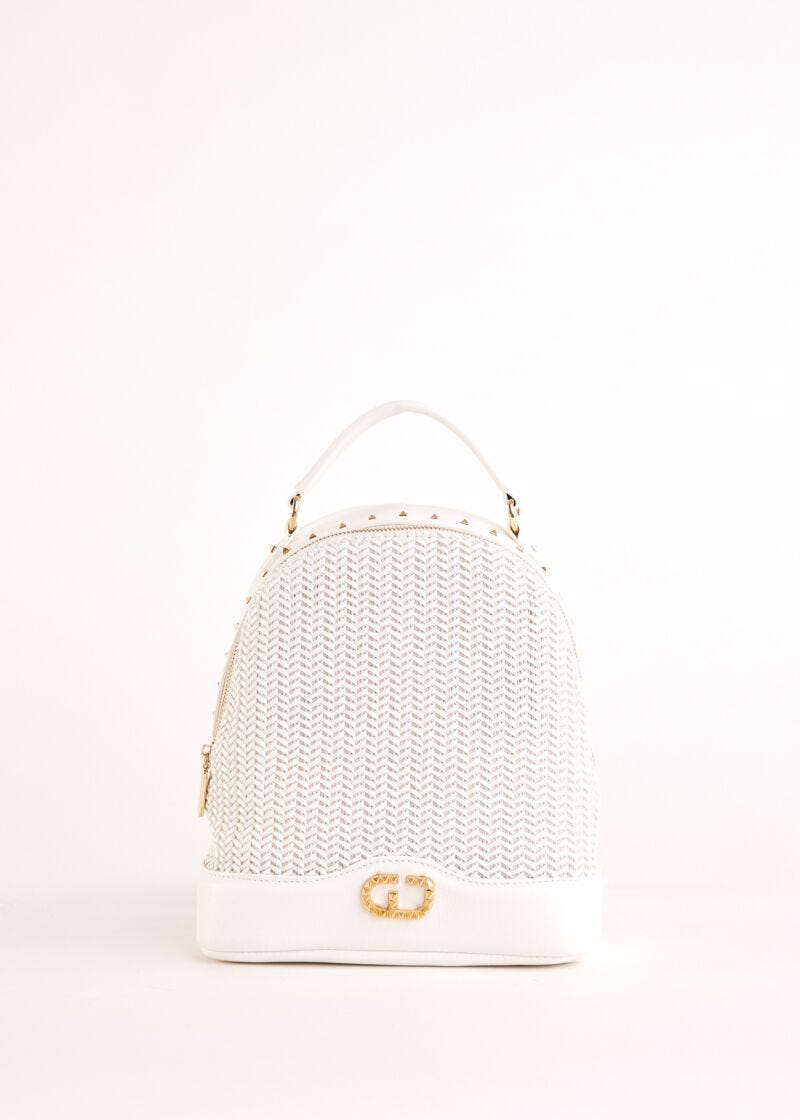 White woven backpack