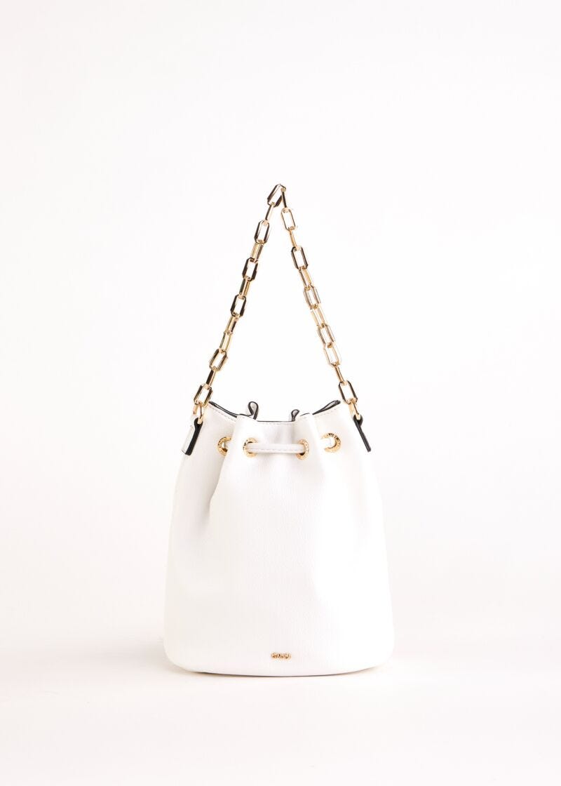 White bucket bag