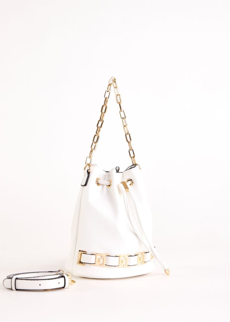 White bucket bag