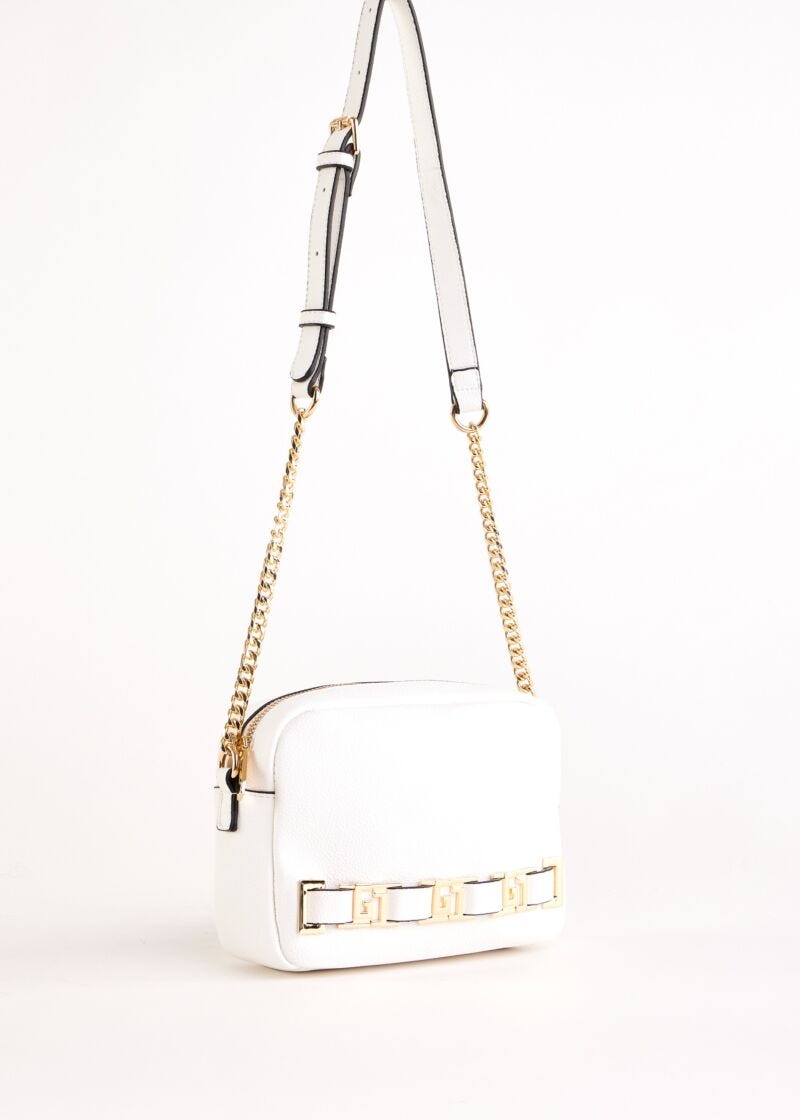White faux-leather crossbody bag