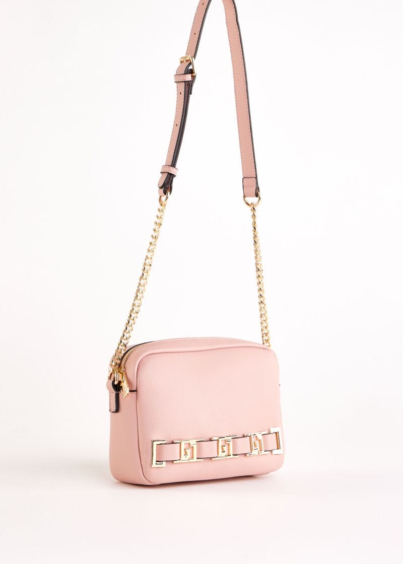 Pink faux-leather crossbody bag