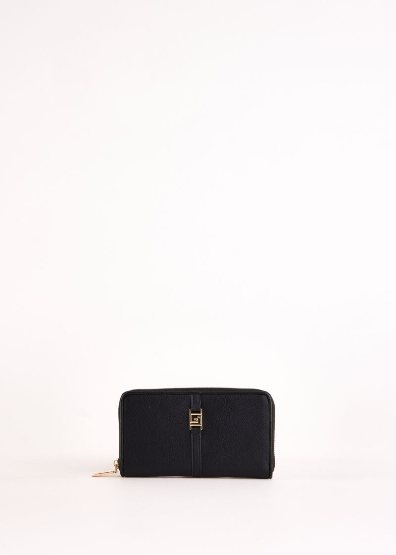 Black zip-around wallet