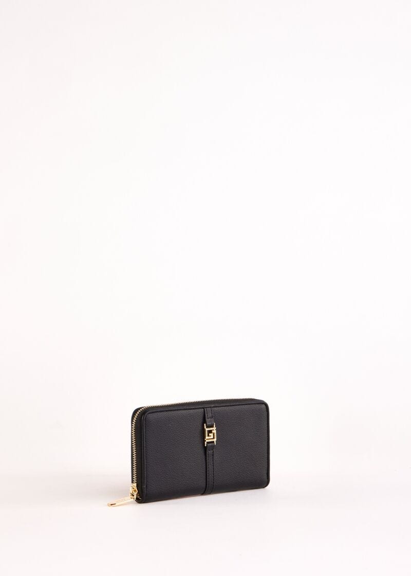 Black zip-around wallet
