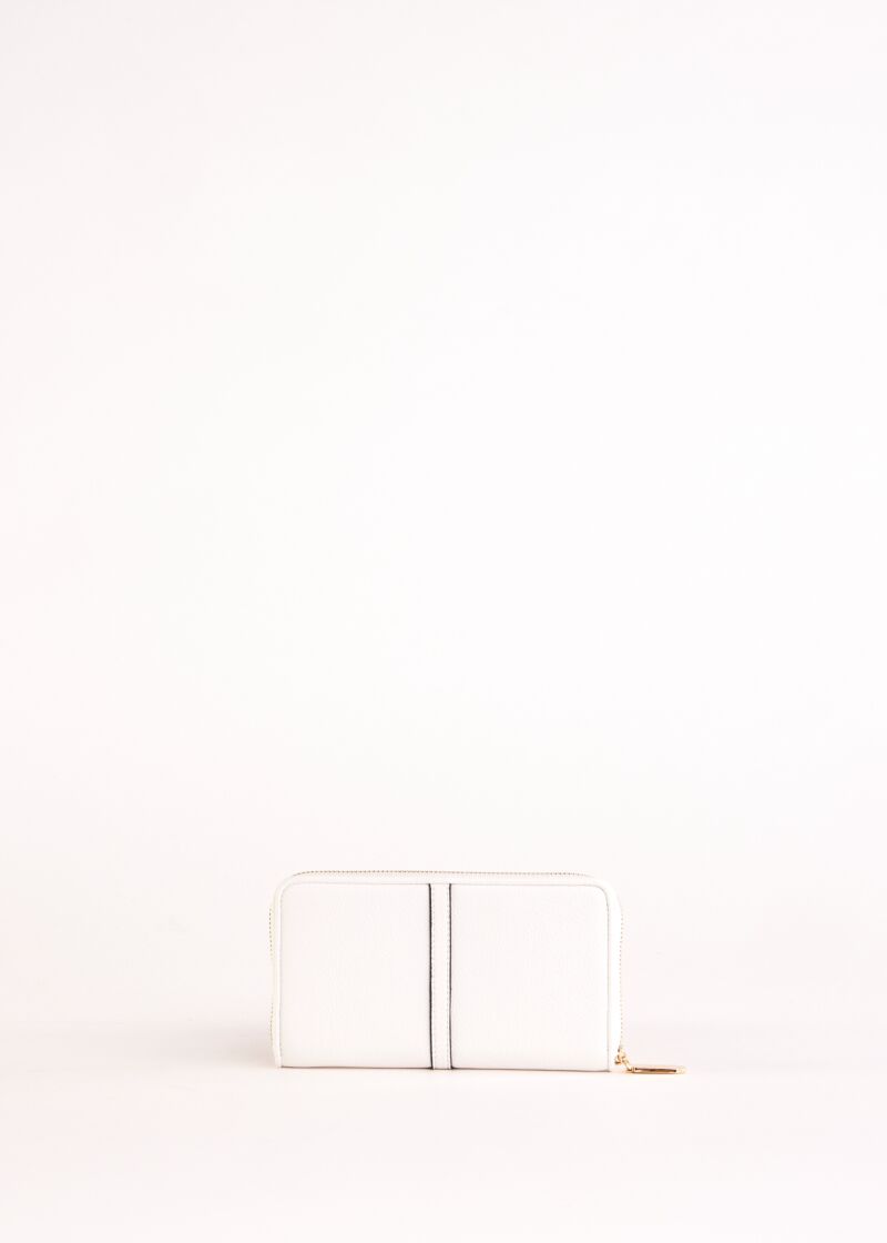 White zip-around wallet