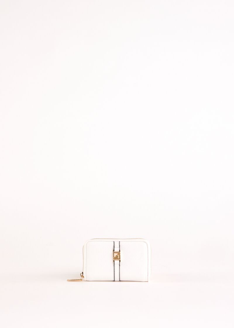 White zip-around wallet